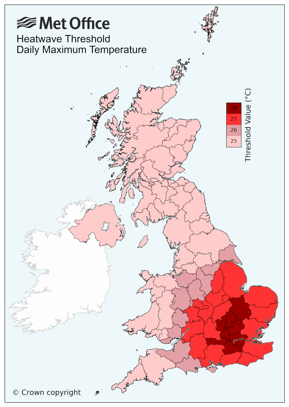UK heatwave thresholds