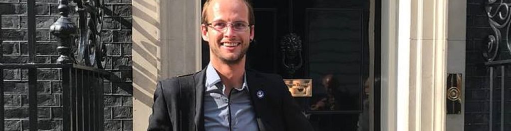 Josh Bratchley outside 10 Downing Street where he met with Prime Minister Theresa May as part of his nomination for the Daily Mirror Pride of Britain Award 2018.