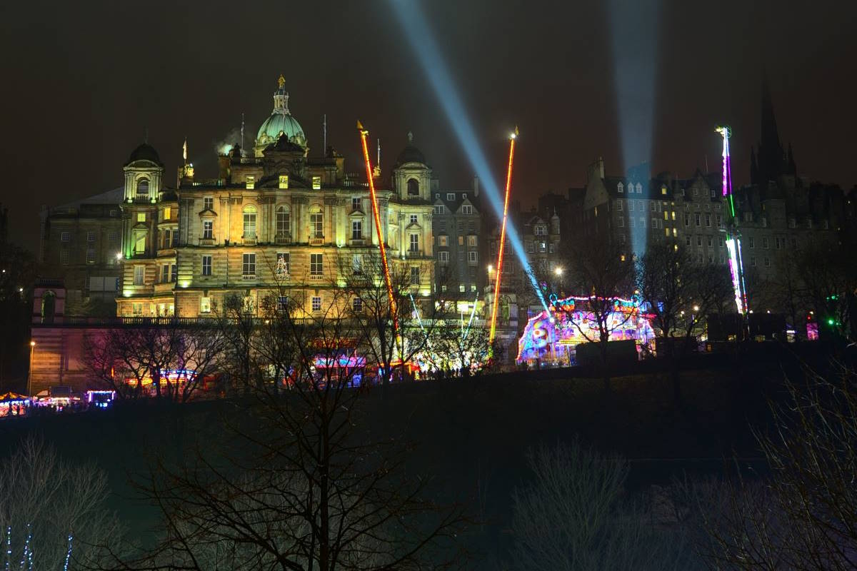 Edinburgh winter scene at night