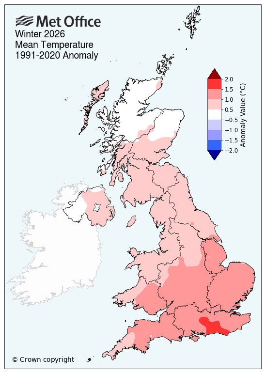 UK map shoing winter mean temp