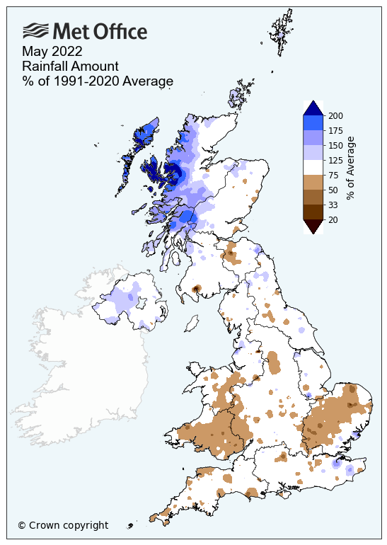 Map showing rainfall for May 2022