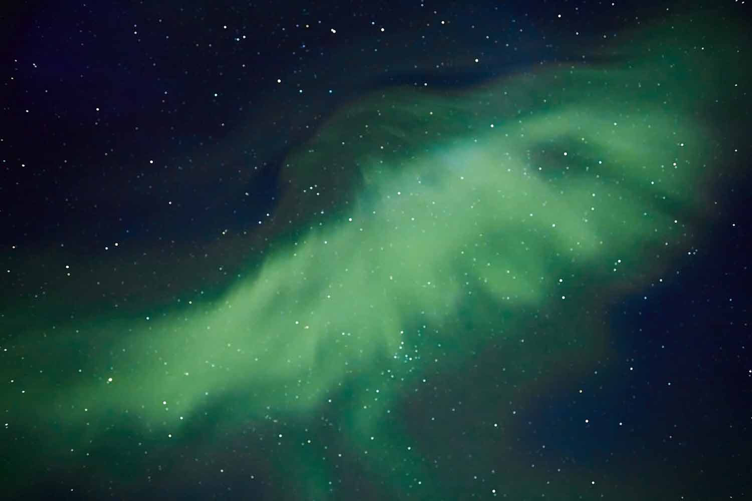 A starry night sky with the Aurora Borealis.