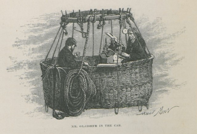Image of Glaisher and Coxwell in the car