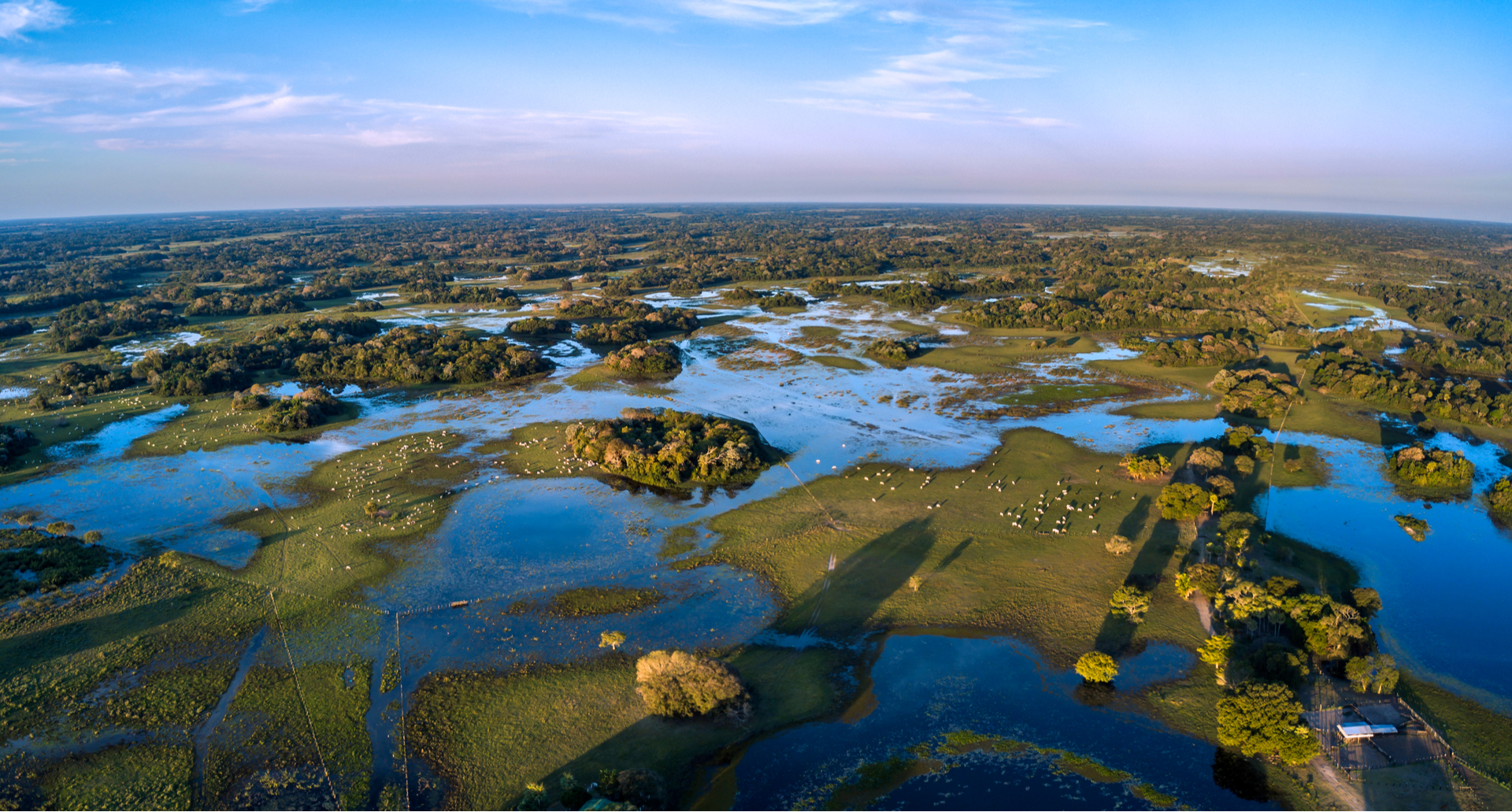 An aerial view of the Pantanal wetland photographed in Corumba, Mato Grosso do Sul